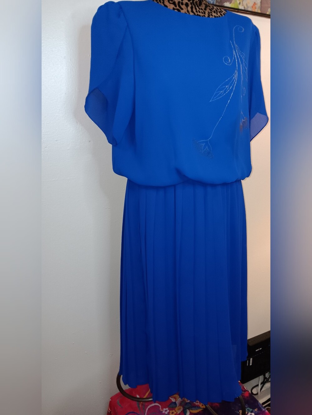 Blue Women's Chiffon Blouson  Dress